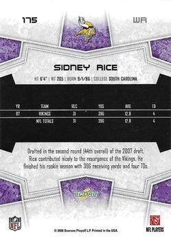 2008 Score Select #175 Sidney Rice Back