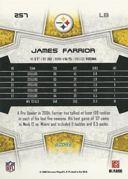 2008 Score Select #257 James Farrior Back