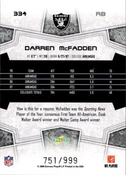 2008 Score Select #334 Darren McFadden Back