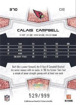 2008 Score Select #370 Calais Campbell Back
