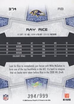 2008 Score Select #374 Ray Rice Back