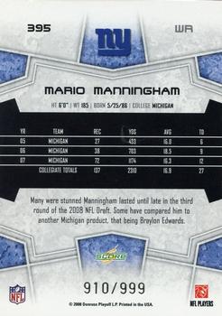 2008 Score Select #395 Mario Manningham Back