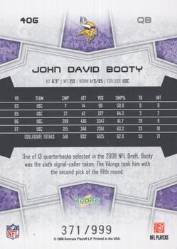 2008 Score Select #406 John David Booty Back