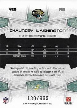 2008 Score Select #423 Chauncey Washington Back