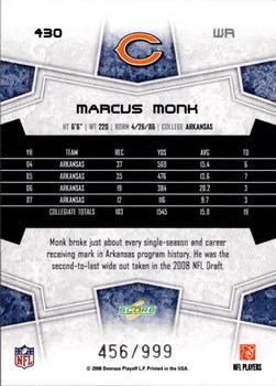 2008 Score Select #430 Marcus Monk Back