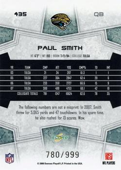 2008 Score Select #435 Paul Smith Back