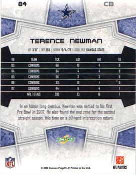 2008 Score Select #84 Terence Newman Back