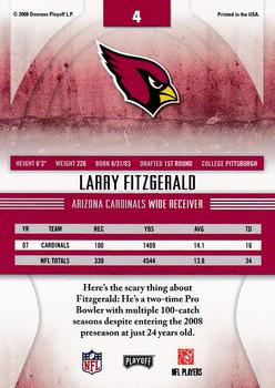 2008 Playoff Absolute Memorabilia #4 Larry Fitzgerald Back