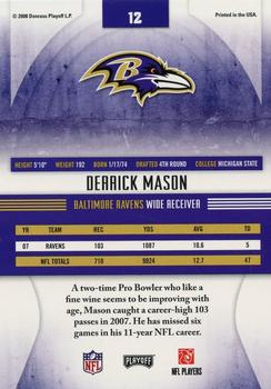 2008 Playoff Absolute Memorabilia #12 Derrick Mason Back