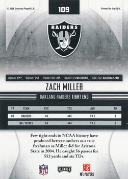 2008 Playoff Absolute Memorabilia #109 Zach Miller Back