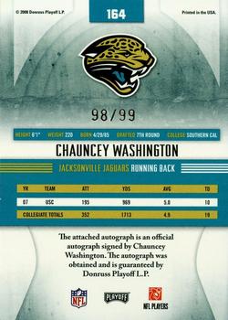 2008 Playoff Absolute Memorabilia #164 Chauncey Washington Back