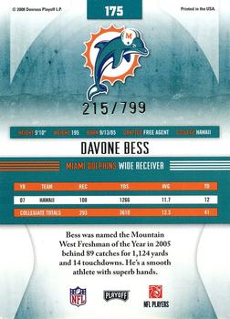 2008 Playoff Absolute Memorabilia #175 Davone Bess Back