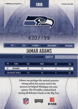 2008 Playoff Absolute Memorabilia #188 Jamar Adams Back