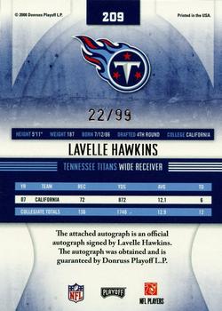 2008 Playoff Absolute Memorabilia #209 Lavelle Hawkins Back