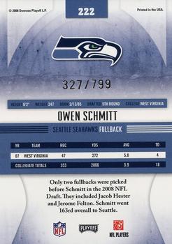 2008 Playoff Absolute Memorabilia #222 Owen Schmitt Back