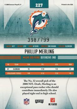 2008 Playoff Absolute Memorabilia #227 Phillip Merling Back