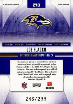 2008 Playoff Absolute Memorabilia #270 Joe Flacco Back