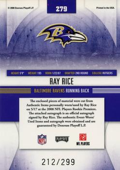 2008 Playoff Absolute Memorabilia #279 Ray Rice Back