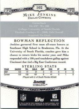 2008 Bowman Sterling #102 Mike Jenkins Back