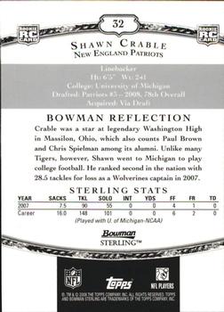 2008 Bowman Sterling #32 Shawn Crable Back