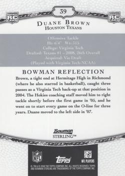 2008 Bowman Sterling #39 Duane Brown Back