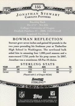 2008 Bowman Sterling #155 Jonathan Stewart Back