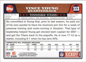2008 Topps Kickoff #113 Vince Young Back