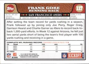 2008 Topps Kickoff #117 Frank Gore Back