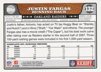 2008 Topps Kickoff #132 Justin Fargas Back
