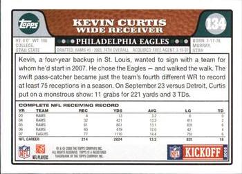 2008 Topps Kickoff #134 Kevin Curtis Back