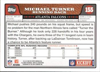 2008 Topps Kickoff #155 Michael Turner Back