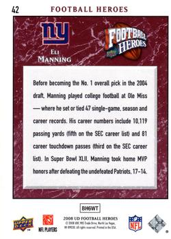 2008 Upper Deck Heroes #42 Eli Manning Back