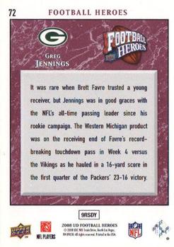 2008 Upper Deck Heroes #72 Greg Jennings Back