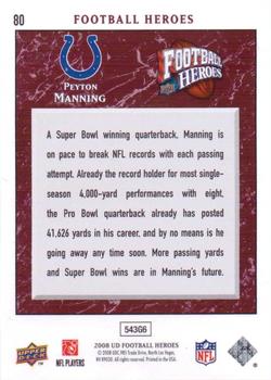 2008 Upper Deck Heroes #80 Peyton Manning Back