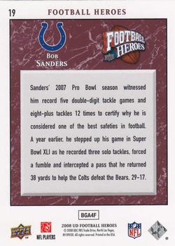 2008 Upper Deck Heroes #19 Bob Sanders Back