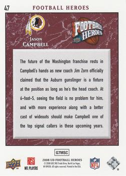 2008 Upper Deck Heroes #47 Jason Campbell Back