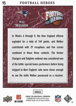 2008 Upper Deck Heroes #95 Wes Welker Back