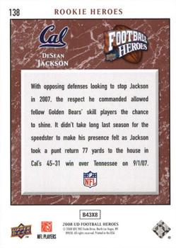 2008 Upper Deck Heroes #138 DeSean Jackson Back