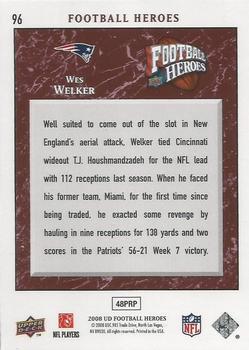 2008 Upper Deck Heroes #96 Wes Welker Back