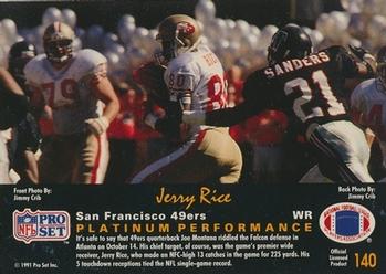 1991 Pro Set Platinum #140 Jerry Rice Back