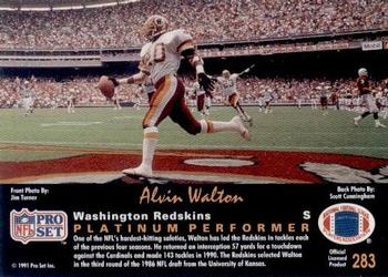 1991 Pro Set Platinum #283 Alvin Walton Back