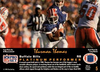 1991 Pro Set Platinum #5 Thurman Thomas Back