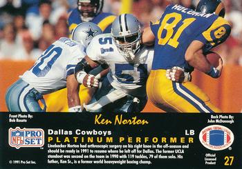 1991 Pro Set Platinum #27 Ken Norton Back