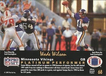 1991 Pro Set Platinum #68 Wade Wilson Back
