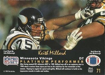 1991 Pro Set Platinum #71 Keith Millard Back