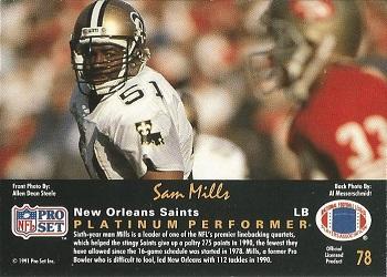 1991 Pro Set Platinum #78 Sam Mills Back