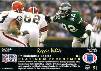 1991 Pro Set Platinum #91 Reggie White Back