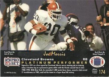 1991 Pro Set Platinum #174 Joe Morris Back