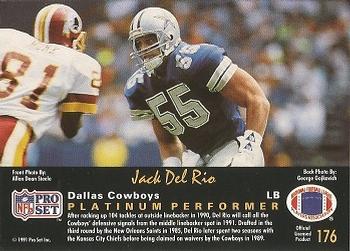 1991 Pro Set Platinum #176 Jack Del Rio Back