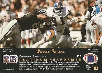 1991 Pro Set Platinum #183 Warren Powers Back